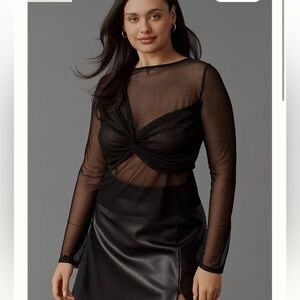 NEW Anthropologie Sarah Hann Emma Long Sleeved Mesh Top